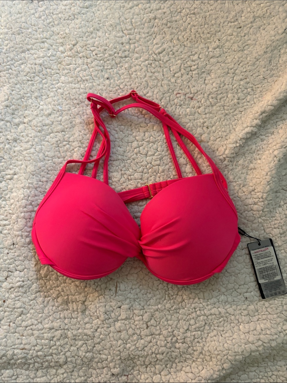 RELLECIGA Hot Pink Padded Strappy Bikini Top
